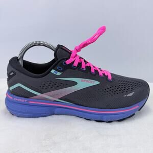 Brooks Ghost 15 Black Aruba Blue Running Shoes Womens Size 8